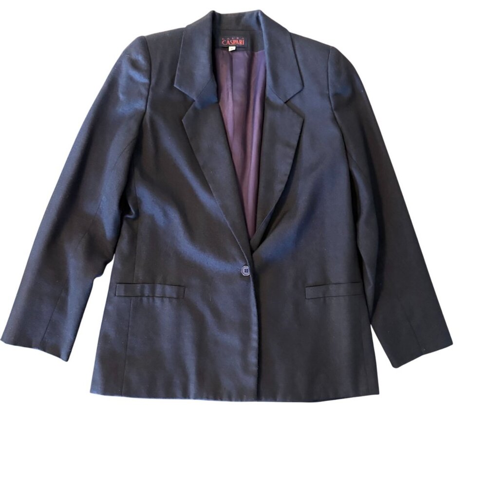 Vintage Laura Caspari Navy Blazer Women’s Size 6 Linen Blend‎ USA Made